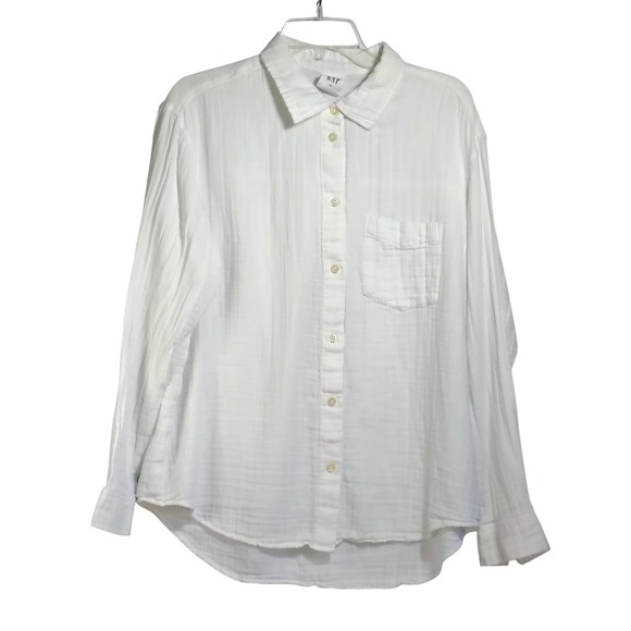 GAP Tops - GAP Womens The‎ Big Shirt White Gauze Long Sleeve Button Down Top Medium M
